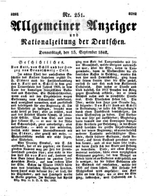 Allgemeiner Anzeiger und Nationalzeitung der Deutschen (Allgemeiner Anzeiger der Deutschen) Donnerstag 15. September 1842