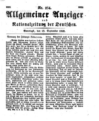 Allgemeiner Anzeiger und Nationalzeitung der Deutschen (Allgemeiner Anzeiger der Deutschen) Sonntag 18. September 1842