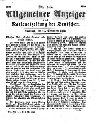 Allgemeiner Anzeiger und Nationalzeitung der Deutschen (Allgemeiner Anzeiger der Deutschen) Montag 19. September 1842