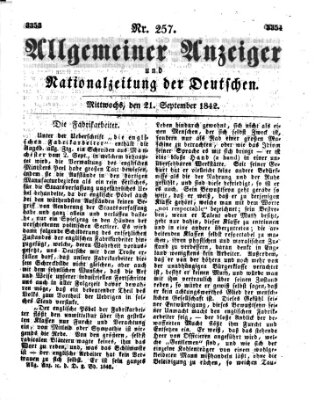 Allgemeiner Anzeiger und Nationalzeitung der Deutschen (Allgemeiner Anzeiger der Deutschen) Mittwoch 21. September 1842