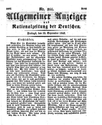 Allgemeiner Anzeiger und Nationalzeitung der Deutschen (Allgemeiner Anzeiger der Deutschen) Freitag 30. September 1842