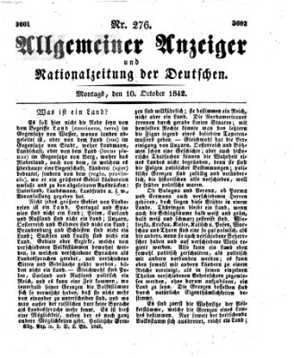 Allgemeiner Anzeiger und Nationalzeitung der Deutschen (Allgemeiner Anzeiger der Deutschen) Montag 10. Oktober 1842