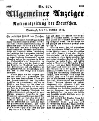 Allgemeiner Anzeiger und Nationalzeitung der Deutschen (Allgemeiner Anzeiger der Deutschen) Dienstag 11. Oktober 1842