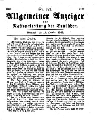 Allgemeiner Anzeiger und Nationalzeitung der Deutschen (Allgemeiner Anzeiger der Deutschen) Montag 17. Oktober 1842