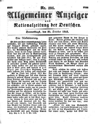 Allgemeiner Anzeiger und Nationalzeitung der Deutschen (Allgemeiner Anzeiger der Deutschen) Donnerstag 20. Oktober 1842