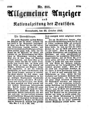 Allgemeiner Anzeiger und Nationalzeitung der Deutschen (Allgemeiner Anzeiger der Deutschen) Samstag 22. Oktober 1842