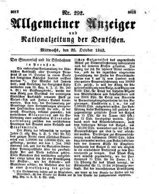 Allgemeiner Anzeiger und Nationalzeitung der Deutschen (Allgemeiner Anzeiger der Deutschen) Mittwoch 26. Oktober 1842