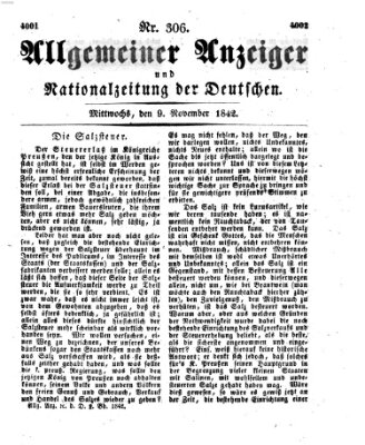 Allgemeiner Anzeiger und Nationalzeitung der Deutschen (Allgemeiner Anzeiger der Deutschen) Mittwoch 9. November 1842