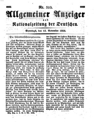 Allgemeiner Anzeiger und Nationalzeitung der Deutschen (Allgemeiner Anzeiger der Deutschen) Sonntag 13. November 1842