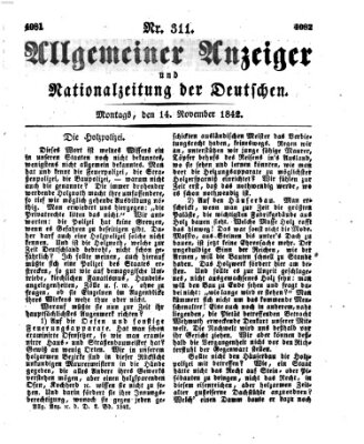 Allgemeiner Anzeiger und Nationalzeitung der Deutschen (Allgemeiner Anzeiger der Deutschen) Montag 14. November 1842