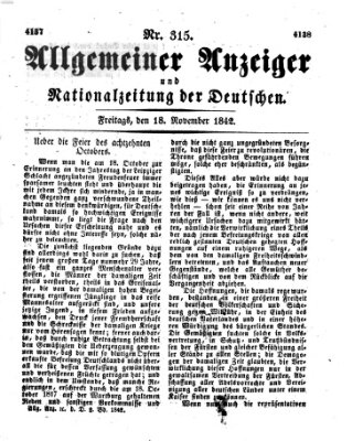 Allgemeiner Anzeiger und Nationalzeitung der Deutschen (Allgemeiner Anzeiger der Deutschen) Freitag 18. November 1842