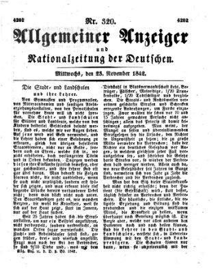 Allgemeiner Anzeiger und Nationalzeitung der Deutschen (Allgemeiner Anzeiger der Deutschen) Mittwoch 23. November 1842