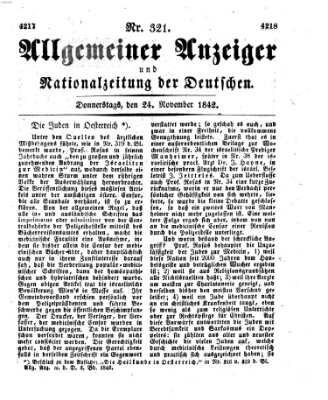 Allgemeiner Anzeiger und Nationalzeitung der Deutschen (Allgemeiner Anzeiger der Deutschen) Donnerstag 24. November 1842