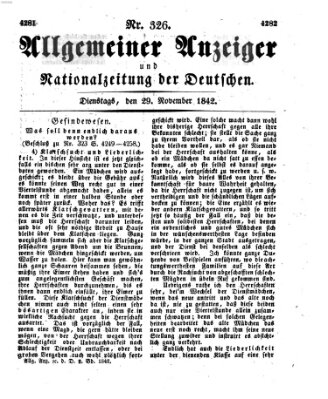 Allgemeiner Anzeiger und Nationalzeitung der Deutschen (Allgemeiner Anzeiger der Deutschen) Dienstag 29. November 1842