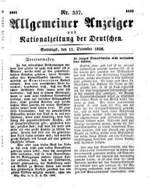 Allgemeiner Anzeiger und Nationalzeitung der Deutschen (Allgemeiner Anzeiger der Deutschen) Sonntag 11. Dezember 1842