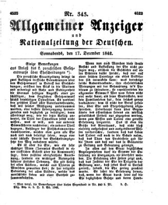 Allgemeiner Anzeiger und Nationalzeitung der Deutschen (Allgemeiner Anzeiger der Deutschen) Samstag 17. Dezember 1842