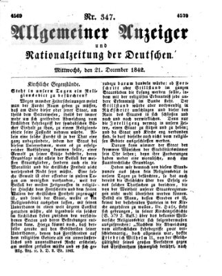 Allgemeiner Anzeiger und Nationalzeitung der Deutschen (Allgemeiner Anzeiger der Deutschen) Mittwoch 21. Dezember 1842