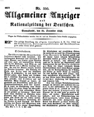 Allgemeiner Anzeiger und Nationalzeitung der Deutschen (Allgemeiner Anzeiger der Deutschen) Samstag 24. Dezember 1842