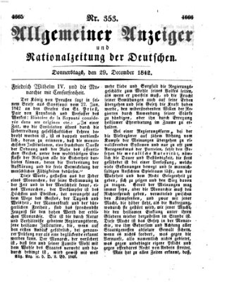 Allgemeiner Anzeiger und Nationalzeitung der Deutschen (Allgemeiner Anzeiger der Deutschen) Donnerstag 29. Dezember 1842