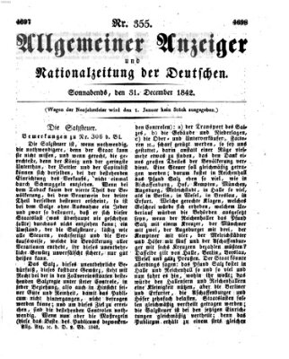 Allgemeiner Anzeiger und Nationalzeitung der Deutschen (Allgemeiner Anzeiger der Deutschen) Samstag 31. Dezember 1842