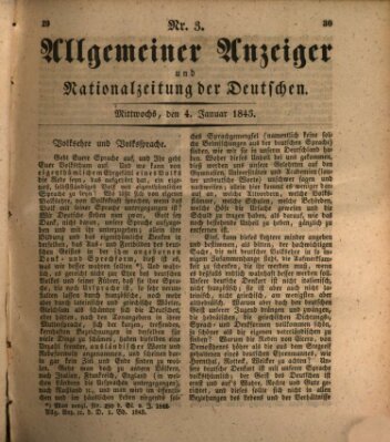 Allgemeiner Anzeiger und Nationalzeitung der Deutschen (Allgemeiner Anzeiger der Deutschen) Mittwoch 4. Januar 1843