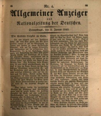 Allgemeiner Anzeiger und Nationalzeitung der Deutschen (Allgemeiner Anzeiger der Deutschen) Donnerstag 5. Januar 1843