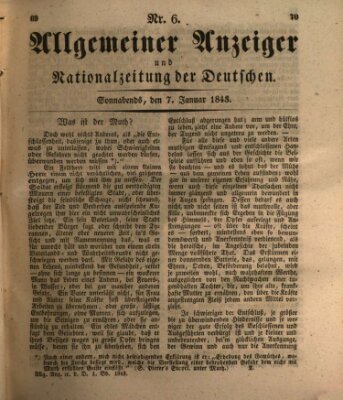 Allgemeiner Anzeiger und Nationalzeitung der Deutschen (Allgemeiner Anzeiger der Deutschen) Samstag 7. Januar 1843