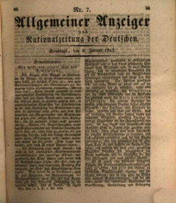 Allgemeiner Anzeiger und Nationalzeitung der Deutschen (Allgemeiner Anzeiger der Deutschen) Sonntag 8. Januar 1843