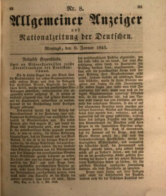 Allgemeiner Anzeiger und Nationalzeitung der Deutschen (Allgemeiner Anzeiger der Deutschen) Montag 9. Januar 1843