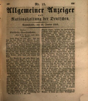 Allgemeiner Anzeiger und Nationalzeitung der Deutschen (Allgemeiner Anzeiger der Deutschen) Samstag 14. Januar 1843