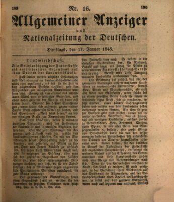 Allgemeiner Anzeiger und Nationalzeitung der Deutschen (Allgemeiner Anzeiger der Deutschen) Dienstag 17. Januar 1843