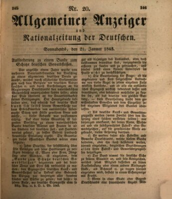 Allgemeiner Anzeiger und Nationalzeitung der Deutschen (Allgemeiner Anzeiger der Deutschen) Samstag 21. Januar 1843