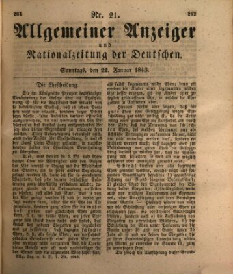 Allgemeiner Anzeiger und Nationalzeitung der Deutschen (Allgemeiner Anzeiger der Deutschen) Sonntag 22. Januar 1843