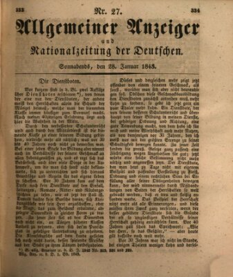 Allgemeiner Anzeiger und Nationalzeitung der Deutschen (Allgemeiner Anzeiger der Deutschen) Samstag 28. Januar 1843