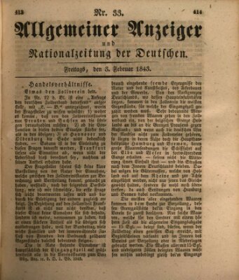 Allgemeiner Anzeiger und Nationalzeitung der Deutschen (Allgemeiner Anzeiger der Deutschen) Freitag 3. Februar 1843