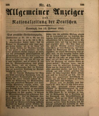 Allgemeiner Anzeiger und Nationalzeitung der Deutschen (Allgemeiner Anzeiger der Deutschen) Sonntag 12. Februar 1843