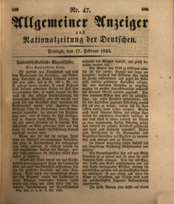 Allgemeiner Anzeiger und Nationalzeitung der Deutschen (Allgemeiner Anzeiger der Deutschen) Freitag 17. Februar 1843