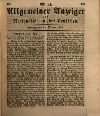 Allgemeiner Anzeiger und Nationalzeitung der Deutschen (Allgemeiner Anzeiger der Deutschen) Freitag 24. Februar 1843