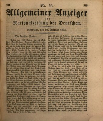 Allgemeiner Anzeiger und Nationalzeitung der Deutschen (Allgemeiner Anzeiger der Deutschen) Sonntag 26. Februar 1843