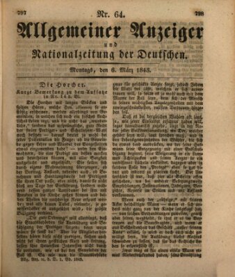 Allgemeiner Anzeiger und Nationalzeitung der Deutschen (Allgemeiner Anzeiger der Deutschen) Montag 6. März 1843