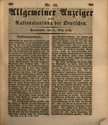 Allgemeiner Anzeiger und Nationalzeitung der Deutschen (Allgemeiner Anzeiger der Deutschen) Samstag 11. März 1843