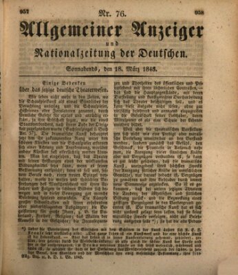 Allgemeiner Anzeiger und Nationalzeitung der Deutschen (Allgemeiner Anzeiger der Deutschen) Samstag 18. März 1843