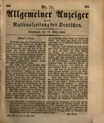 Allgemeiner Anzeiger und Nationalzeitung der Deutschen (Allgemeiner Anzeiger der Deutschen) Sonntag 19. März 1843