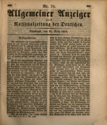 Allgemeiner Anzeiger und Nationalzeitung der Deutschen (Allgemeiner Anzeiger der Deutschen) Dienstag 21. März 1843