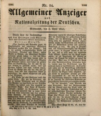 Allgemeiner Anzeiger und Nationalzeitung der Deutschen (Allgemeiner Anzeiger der Deutschen) Mittwoch 5. April 1843