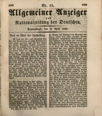 Allgemeiner Anzeiger und Nationalzeitung der Deutschen (Allgemeiner Anzeiger der Deutschen) Donnerstag 6. April 1843