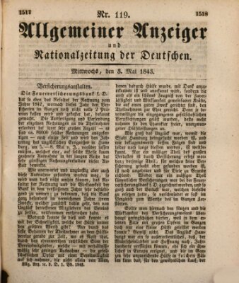 Allgemeiner Anzeiger und Nationalzeitung der Deutschen (Allgemeiner Anzeiger der Deutschen) Mittwoch 3. Mai 1843