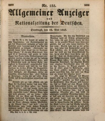 Allgemeiner Anzeiger und Nationalzeitung der Deutschen (Allgemeiner Anzeiger der Deutschen) Dienstag 16. Mai 1843