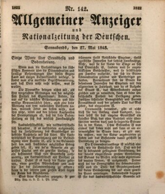 Allgemeiner Anzeiger und Nationalzeitung der Deutschen (Allgemeiner Anzeiger der Deutschen) Samstag 27. Mai 1843