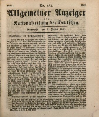 Allgemeiner Anzeiger und Nationalzeitung der Deutschen (Allgemeiner Anzeiger der Deutschen) Mittwoch 7. Juni 1843